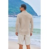 image:imageCOOFANDY Mens Casual Button Down Shirts Long Sleeve Cotton Beach Wedding Shirt Summer Linen Shirt for MenLight Khaki