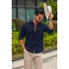 image:imageCOOFANDY Mens Casual Button Down Shirts Long Sleeve Cotton Beach Wedding Shirt Summer Linen Shirt for MenNavy Blue
