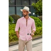 image:imageCOOFANDY Mens Casual Button Down Shirts Long Sleeve Cotton Beach Wedding Shirt Summer Linen Shirt for MenPink