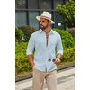 image:imageCOOFANDY Mens Casual Button Down Shirts Long Sleeve Cotton Beach Wedding Shirt Summer Linen Shirt for MenSky Blue