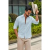 image:imageCOOFANDY Mens Casual Button Down Shirts Long Sleeve Cotton Beach Wedding Shirt Summer Linen Shirt for MenSky Blue