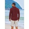 image:imageCOOFANDY Mens Casual Button Down Shirts Long Sleeve Cotton Beach Wedding Shirt Summer Linen Shirt for MenWine Red