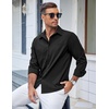 image:imageCOOFANDY Mens Casual Button Down Shirts Long Sleeve Untucked Shirts Regular Fit Linen ShirtBlack