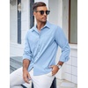 image:imageCOOFANDY Mens Casual Button Down Shirts Long Sleeve Untucked Shirts Regular Fit Linen ShirtBlue