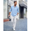 image:imageCOOFANDY Mens Casual Button Down Shirts Long Sleeve Untucked Shirts Regular Fit Linen ShirtBlue