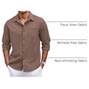 image:imageCOOFANDY Mens Casual Button Down Shirts Long Sleeve Untucked Shirts Regular Fit Linen ShirtBrown
