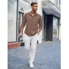 image:imageCOOFANDY Mens Casual Button Down Shirts Long Sleeve Untucked Shirts Regular Fit Linen ShirtBrown