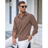 image:imageCOOFANDY Mens Casual Button Down Shirts Long Sleeve Untucked Shirts Regular Fit Linen ShirtBrown
