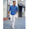 image:imageCOOFANDY Mens Casual Button Down Shirts Long Sleeve Untucked Shirts Regular Fit Linen ShirtDark Blue