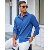 image:imageCOOFANDY Mens Casual Button Down Shirts Long Sleeve Untucked Shirts Regular Fit Linen ShirtDark Blue