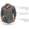 image:imageCOOFANDY Mens Casual Button Down Shirts Long Sleeve Untucked Shirts Regular Fit Linen ShirtDark Gray