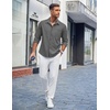 image:imageCOOFANDY Mens Casual Button Down Shirts Long Sleeve Untucked Shirts Regular Fit Linen ShirtDark Gray