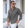 image:imageCOOFANDY Mens Casual Button Down Shirts Long Sleeve Untucked Shirts Regular Fit Linen ShirtDark Gray