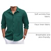 image:imageCOOFANDY Mens Casual Button Down Shirts Long Sleeve Untucked Shirts Regular Fit Linen ShirtDark Green