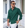 image:imageCOOFANDY Mens Casual Button Down Shirts Long Sleeve Untucked Shirts Regular Fit Linen ShirtDark Green