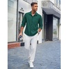 image:imageCOOFANDY Mens Casual Button Down Shirts Long Sleeve Untucked Shirts Regular Fit Linen ShirtDark Green