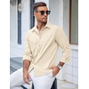 image:imageCOOFANDY Mens Casual Button Down Shirts Long Sleeve Untucked Shirts Regular Fit Linen ShirtKhaki
