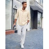 image:imageCOOFANDY Mens Casual Button Down Shirts Long Sleeve Untucked Shirts Regular Fit Linen ShirtKhaki