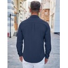 image:imageCOOFANDY Mens Casual Button Down Shirts Long Sleeve Untucked Shirts Regular Fit Linen ShirtNavy Blue