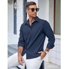 image:imageCOOFANDY Mens Casual Button Down Shirts Long Sleeve Untucked Shirts Regular Fit Linen ShirtNavy Blue