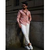 image:imageCOOFANDY Mens Casual Button Down Shirts Long Sleeve Untucked Shirts Regular Fit Linen ShirtPink
