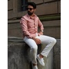 image:imageCOOFANDY Mens Casual Button Down Shirts Long Sleeve Untucked Shirts Regular Fit Linen ShirtPink