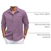 image:imageCOOFANDY Mens Casual Button Down Shirts Long Sleeve Untucked Shirts Regular Fit Linen ShirtPurple