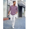 image:imageCOOFANDY Mens Casual Button Down Shirts Long Sleeve Untucked Shirts Regular Fit Linen ShirtPurple