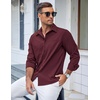 image:imageCOOFANDY Mens Casual Button Down Shirts Long Sleeve Untucked Shirts Regular Fit Linen ShirtRed
