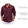 image:imageCOOFANDY Mens Casual Button Down Shirts Long Sleeve Untucked Shirts Regular Fit Linen ShirtRed