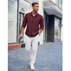 image:imageCOOFANDY Mens Casual Button Down Shirts Long Sleeve Untucked Shirts Regular Fit Linen ShirtRed