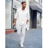 image:imageCOOFANDY Mens Casual Button Down Shirts Long Sleeve Untucked Shirts Regular Fit Linen ShirtWhite
