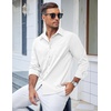 image:imageCOOFANDY Mens Casual Button Down Shirts Long Sleeve Untucked Shirts Regular Fit Linen ShirtWhite