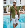 image:imageCOOFANDY Mens Casual Button Down Shirts Short Sleeve Textured Summer Beach ShirtArmy Green