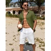 image:imageCOOFANDY Mens Casual Button Down Shirts Short Sleeve Textured Summer Beach ShirtArmy Green