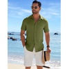 image:imageCOOFANDY Mens Casual Button Down Shirts Short Sleeve Textured Summer Beach ShirtArmy Green