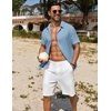 image:imageCOOFANDY Mens Casual Button Down Shirts Short Sleeve Textured Summer Beach ShirtBeau Blue