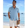 image:imageCOOFANDY Mens Casual Button Down Shirts Short Sleeve Textured Summer Beach ShirtBeau Blue