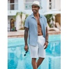 image:imageCOOFANDY Mens Casual Button Down Shirts Short Sleeve Textured Summer Beach ShirtBeau Blue