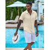image:imageCOOFANDY Mens Casual Button Down Shirts Short Sleeve Textured Summer Beach ShirtBeige