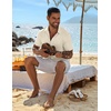 image:imageCOOFANDY Mens Casual Button Down Shirts Short Sleeve Textured Summer Beach ShirtBeige
