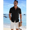image:imageCOOFANDY Mens Casual Button Down Shirts Short Sleeve Textured Summer Beach ShirtBlack
