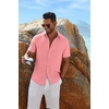 image:imageCOOFANDY Mens Casual Button Down Shirts Short Sleeve Textured Summer Beach ShirtChampagne Pink