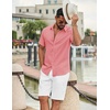 image:imageCOOFANDY Mens Casual Button Down Shirts Short Sleeve Textured Summer Beach ShirtChampagne Pink
