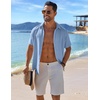 image:imageCOOFANDY Mens Casual Button Down Shirts Short Sleeve Textured Summer Beach ShirtClear Blue