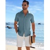 image:imageCOOFANDY Mens Casual Button Down Shirts Short Sleeve Textured Summer Beach ShirtDark Blue