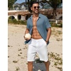 image:imageCOOFANDY Mens Casual Button Down Shirts Short Sleeve Textured Summer Beach ShirtDark Blue