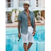 image:imageCOOFANDY Mens Casual Button Down Shirts Short Sleeve Textured Summer Beach ShirtDark Blue