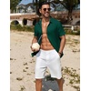 image:imageCOOFANDY Mens Casual Button Down Shirts Short Sleeve Textured Summer Beach ShirtDark Green