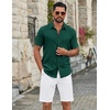 image:imageCOOFANDY Mens Casual Button Down Shirts Short Sleeve Textured Summer Beach ShirtDark Green